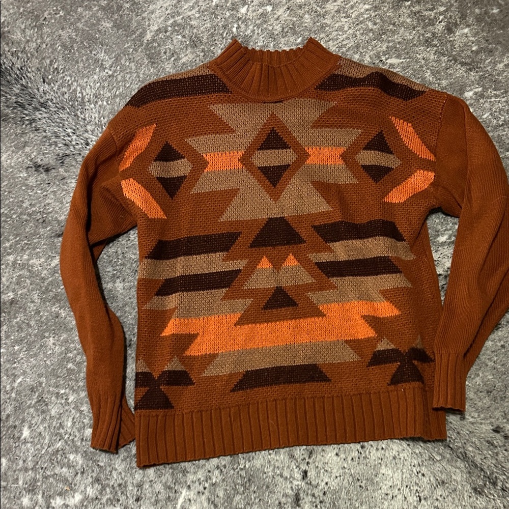 Aztec Patterned orange Sweater - Picture 1 of 2